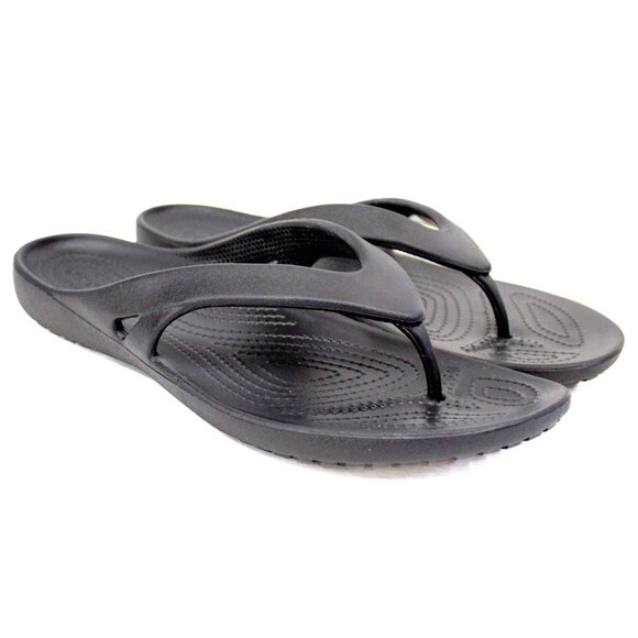 Crocs Kadee II Black Thong Sandal Comfort Slide Women's Size 11 - Picture 2 of 9